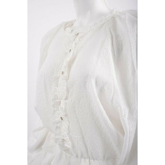 Zara Womans White Blouse Top Textured Weave Ruffle Size S NWT 3067/118 - Picture 4 of 7